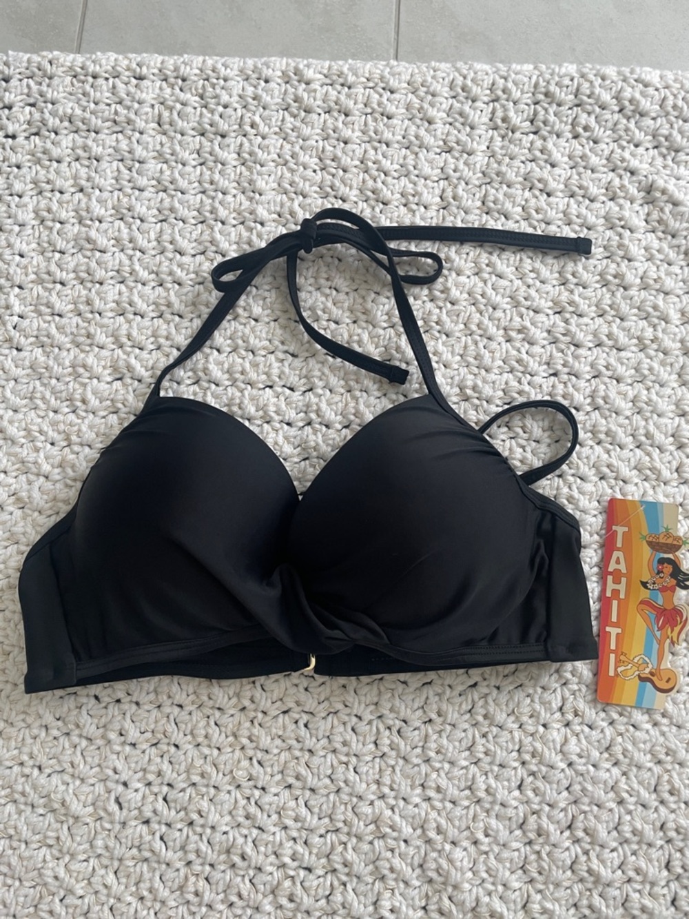 Black Halter Bikini Top with Molded Cups - Women's Swim